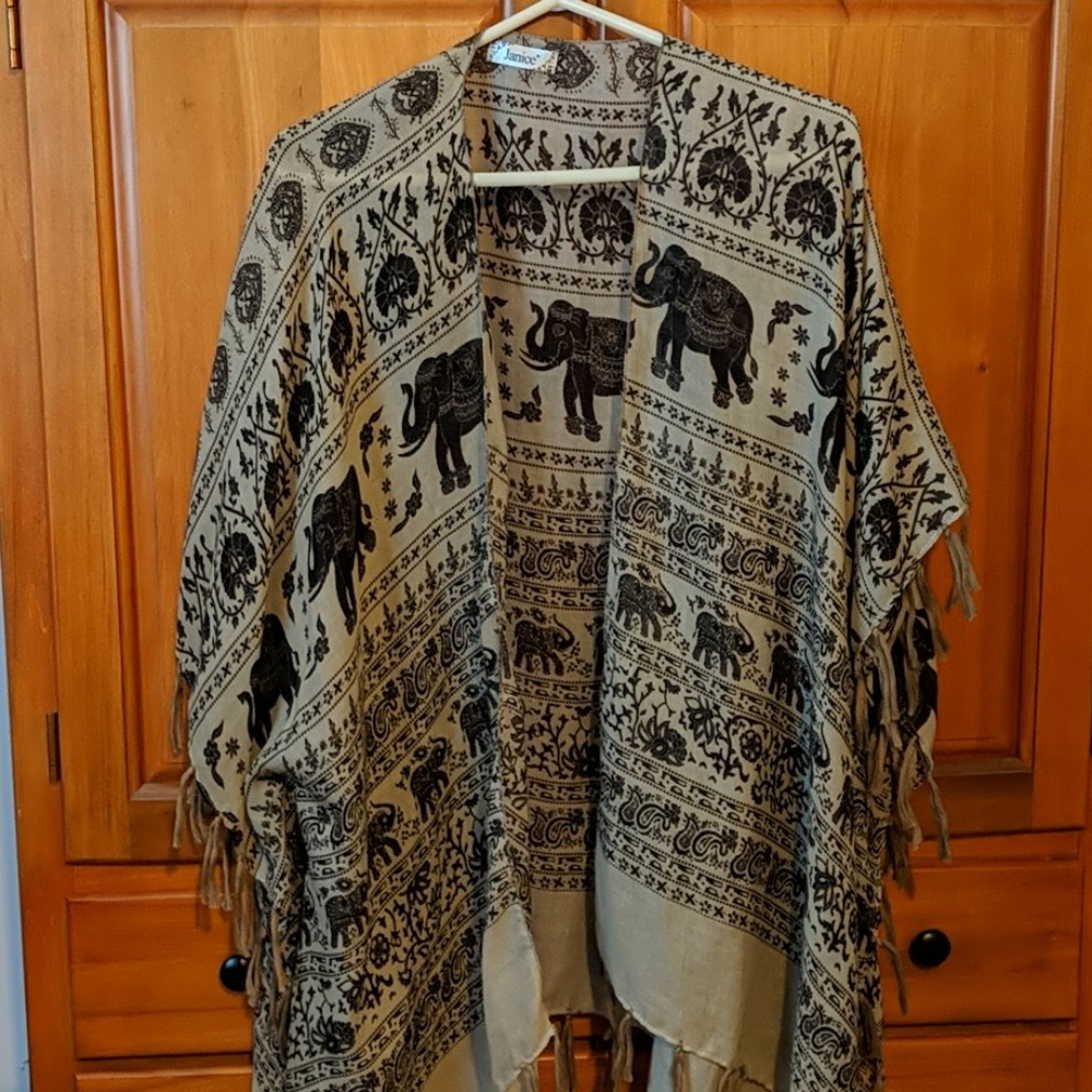 100% Chiffon elephant print coverup